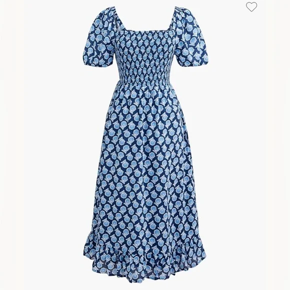 J. Crew Smocked Midi Dress Puff Sleeves Floral Print Womens Size XL - Picture 2 of 13
